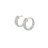 14k White Gold .50ct H SI1 (3) Row Diamond Hoop Earrings 4 gram 3/4"